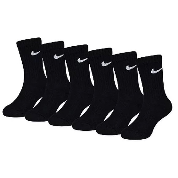 Nike Accessories - Nike Everyday Cotton Cushioned Crew Cut Black Socks Pack of 6 pairs